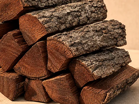 Дрова из акации — структура древесины и кора